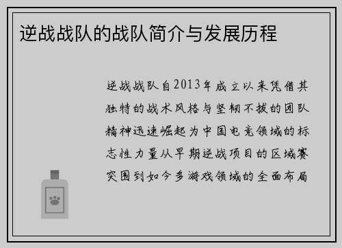 逆战战队的战队简介与发展历程